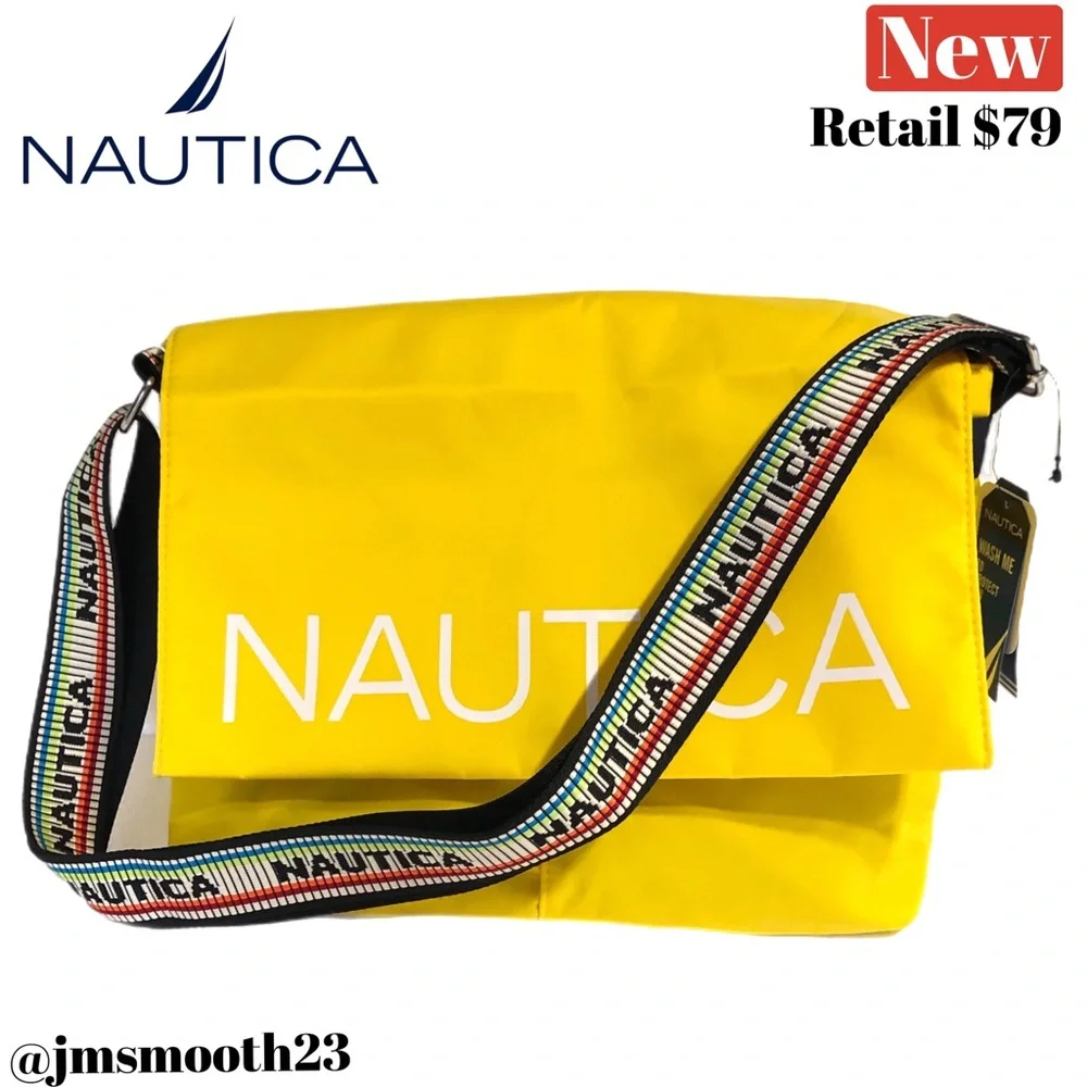 ♻️🆕 Nautica bright yellow Halyard messenger bag (810)